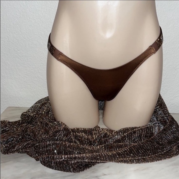 VS Shine Strap Brazilian Panty & Sequin Shawl, Scarf, or Sarong - Picture 10 of 12